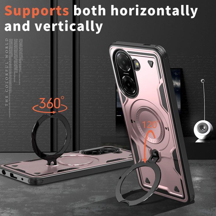 For Redmi A5 4G 171.7mm / Poco C71 PC Hybrid TPU Armor MagSafe Ring Holder Phone Case