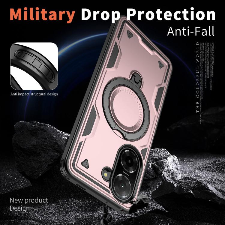 For Redmi A5 4G 171.7mm / Poco C71 PC Hybrid TPU Armor MagSafe Ring Holder Phone Case