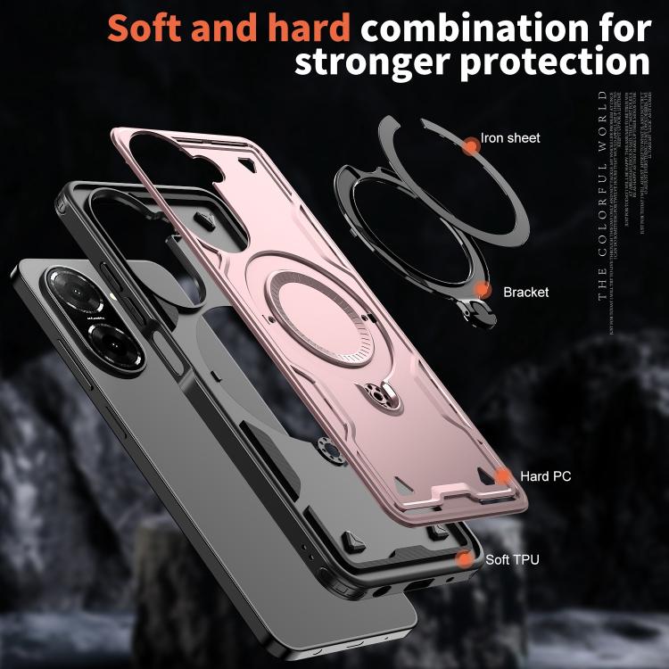 For Redmi A5 4G 171.7mm / Poco C71 PC Hybrid TPU Armor MagSafe Ring Holder Phone Case