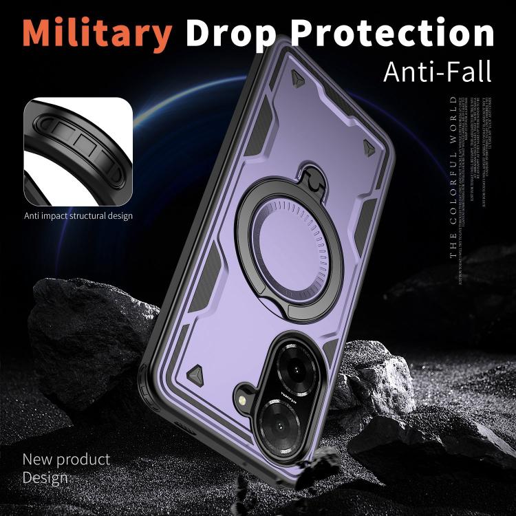 For Redmi A5 4G 171.7mm / Poco C71 PC Hybrid TPU Armor MagSafe Ring Holder Phone Case