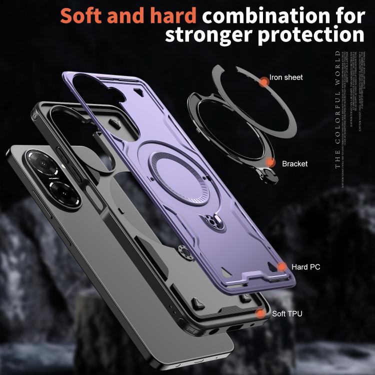 For Redmi A5 4G 171.7mm / Poco C71 PC Hybrid TPU Armor MagSafe Ring Holder Phone Case