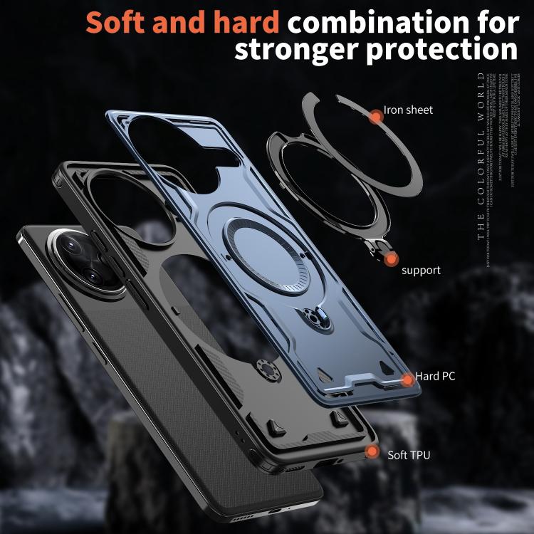 For Redmi K80 / K80 Pro PC Hybrid TPU Armor MagSafe Ring Holder Phone Case