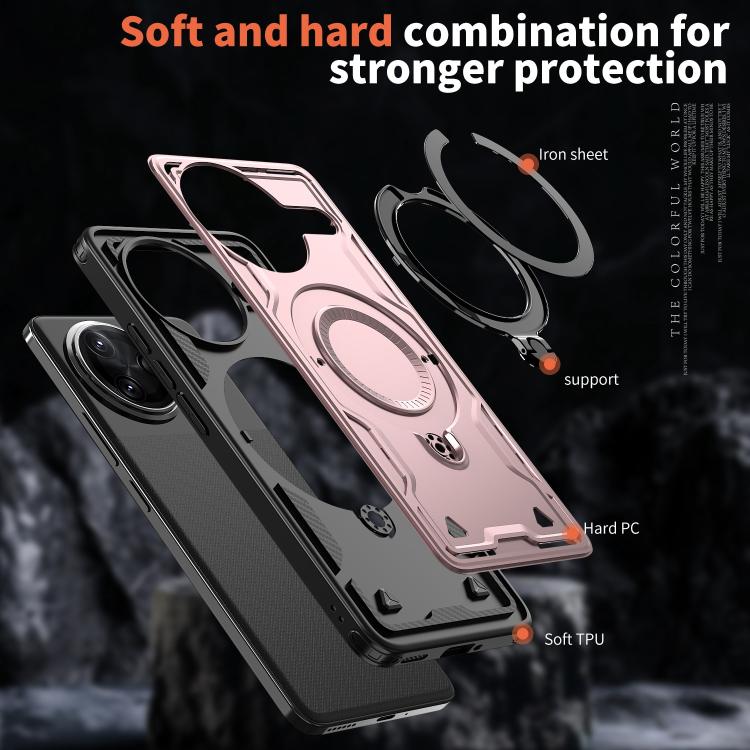 For Redmi K80 / K80 Pro PC Hybrid TPU Armor MagSafe Ring Holder Phone Case
