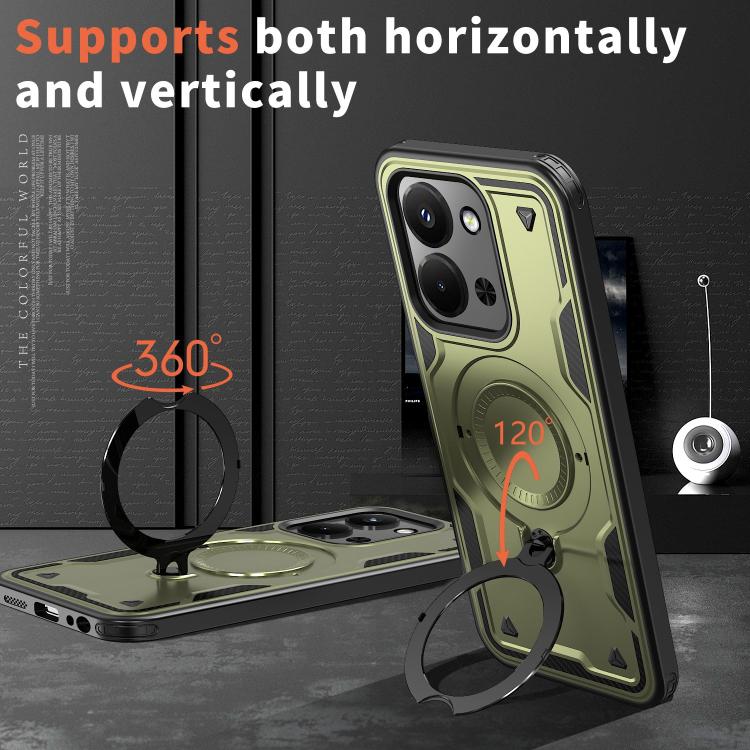 For Redmi 15C 4G / 5G EU 173mm PC Hybrid TPU Armor MagSafe Ring Holder Phone Case