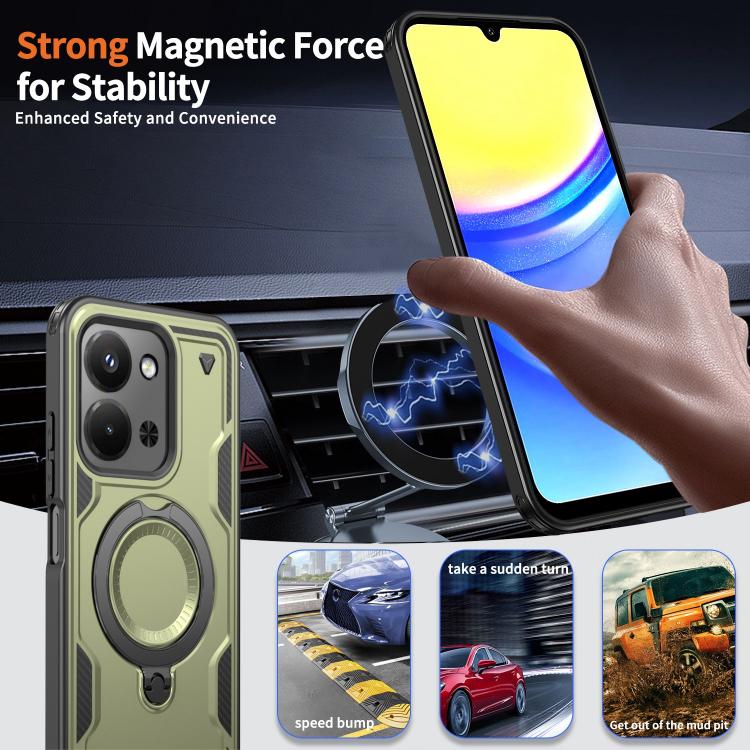 For Redmi 15C 4G / 5G EU 173mm PC Hybrid TPU Armor MagSafe Ring Holder Phone Case