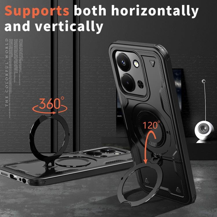 For Redmi 15C 4G / 5G EU 173mm PC Hybrid TPU Armor MagSafe Ring Holder Phone Case