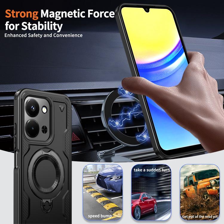 For Redmi 15C 4G / 5G EU 173mm PC Hybrid TPU Armor MagSafe Ring Holder Phone Case