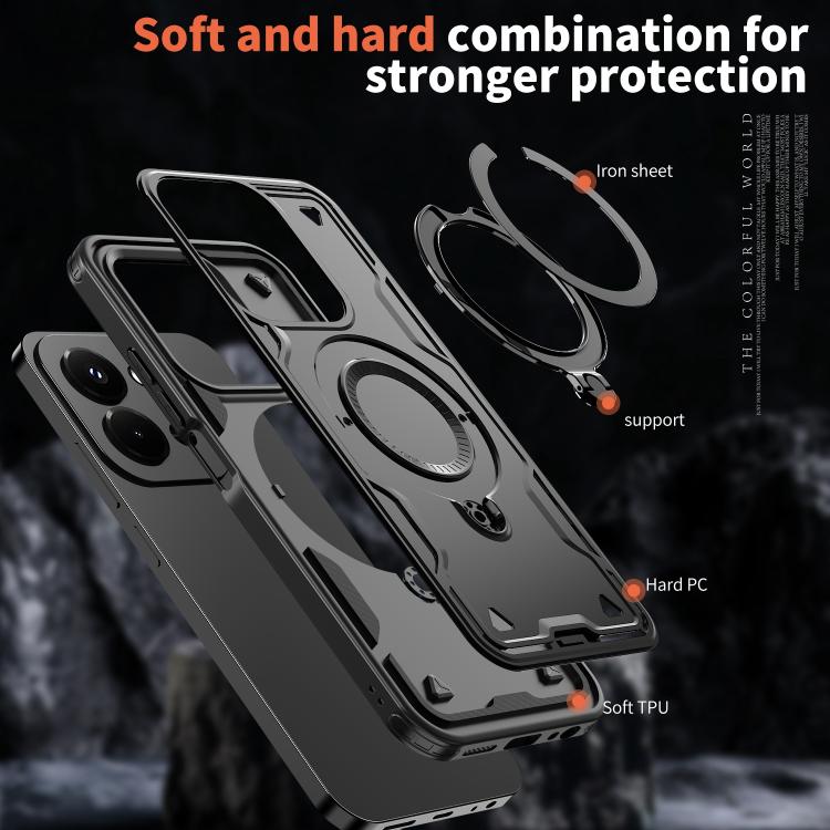 For Redmi 15C 4G / 5G EU 173mm PC Hybrid TPU Armor MagSafe Ring Holder Phone Case