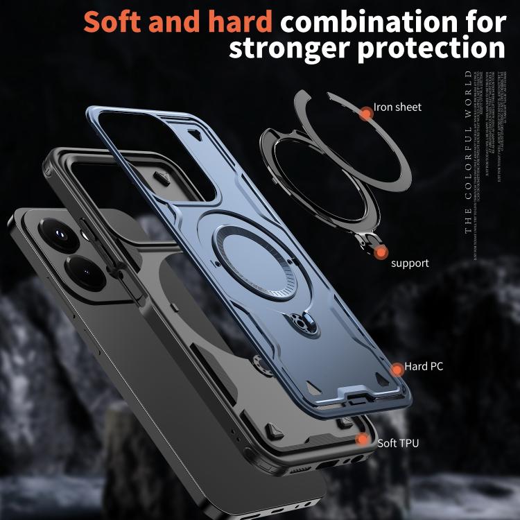 For Redmi 15C 4G / 5G EU 173mm PC Hybrid TPU Armor MagSafe Ring Holder Phone Case