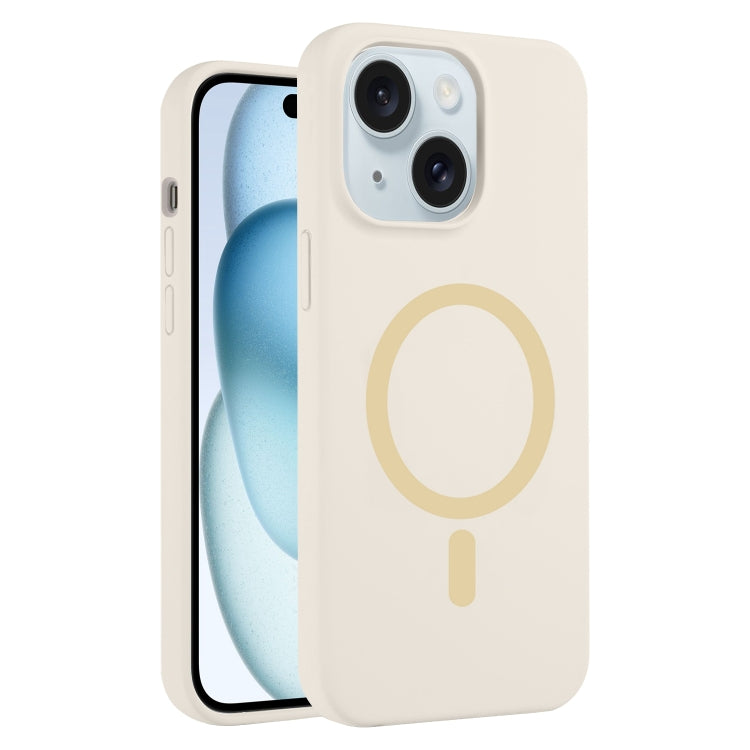 For iPhone 15 Pure Color Liquid Silicone MagSafe Phone Case