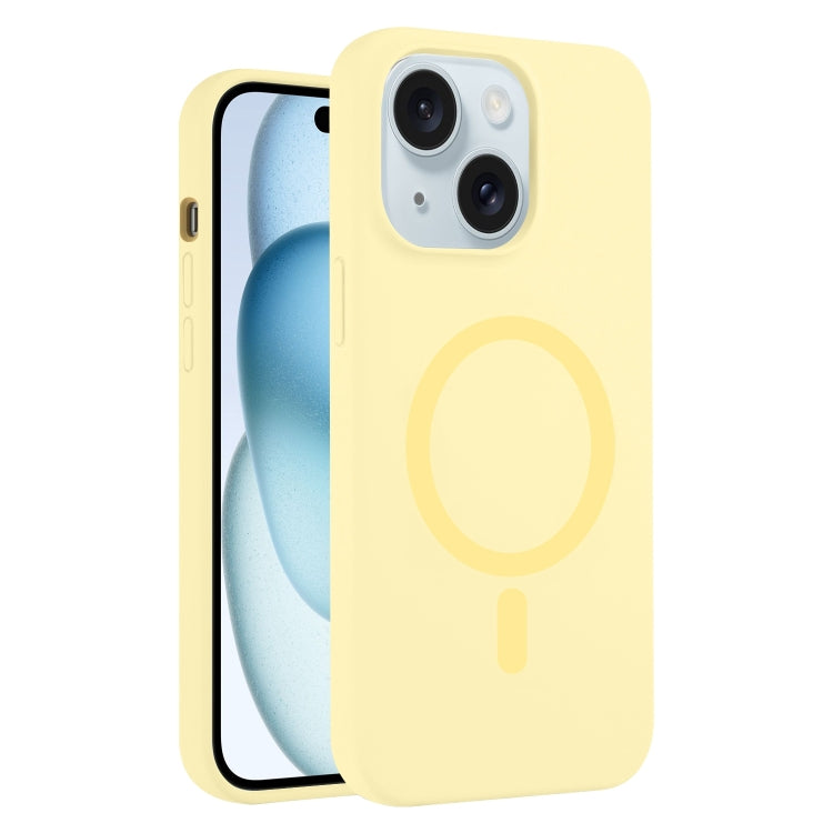 For iPhone 15 Pure Color Liquid Silicone MagSafe Phone Case