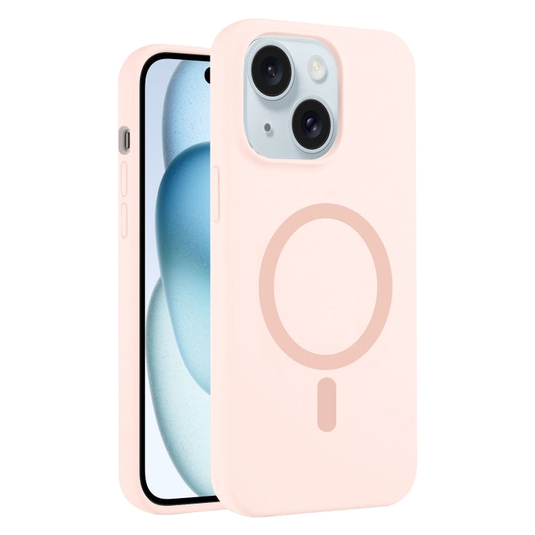 For iPhone 15 Pure Color Liquid Silicone MagSafe Phone Case