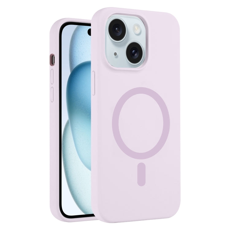 For iPhone 15 Pure Color Liquid Silicone MagSafe Phone Case
