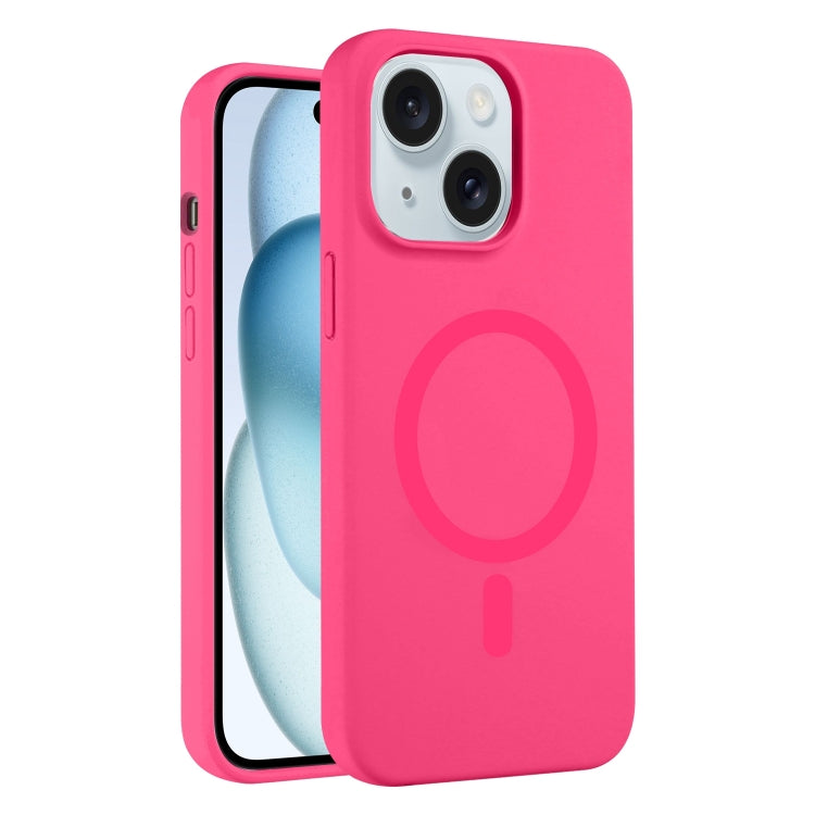 For iPhone 15 Pure Color Liquid Silicone MagSafe Phone Case
