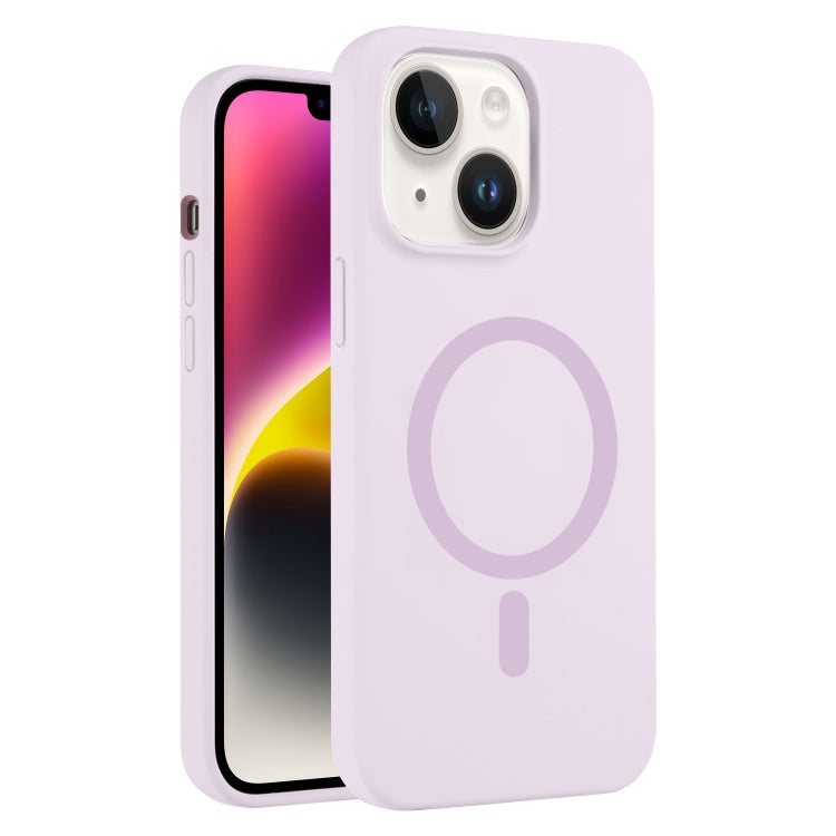 For iPhone 14 Pure Color Liquid Silicone MagSafe Phone Case