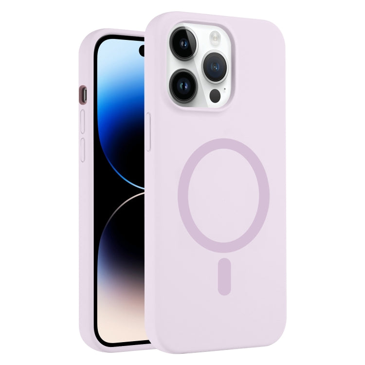 For iPhone 14 Pro Max Pure Color Liquid Silicone MagSafe Phone Case