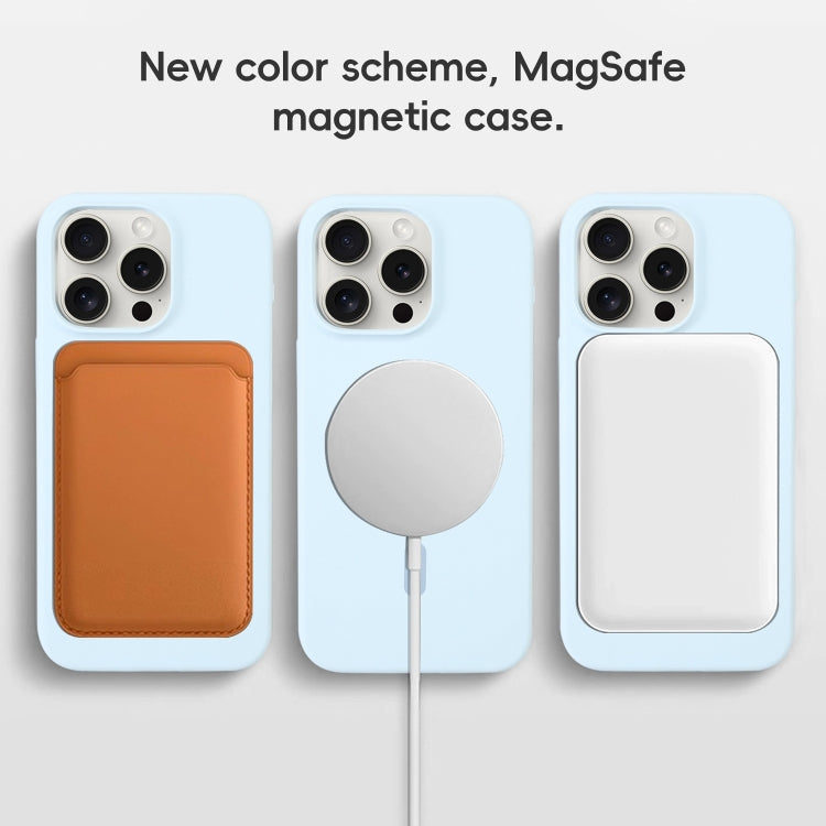 For iPhone 15 Pro Max Pure Color Liquid Silicone MagSafe Phone Case