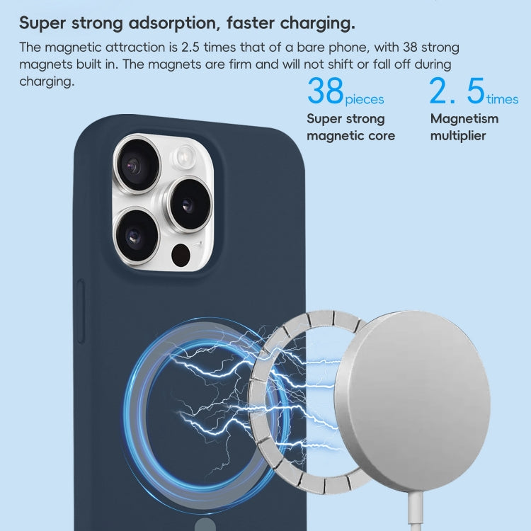 For iPhone 15 Pro Max Pure Color Liquid Silicone MagSafe Phone Case