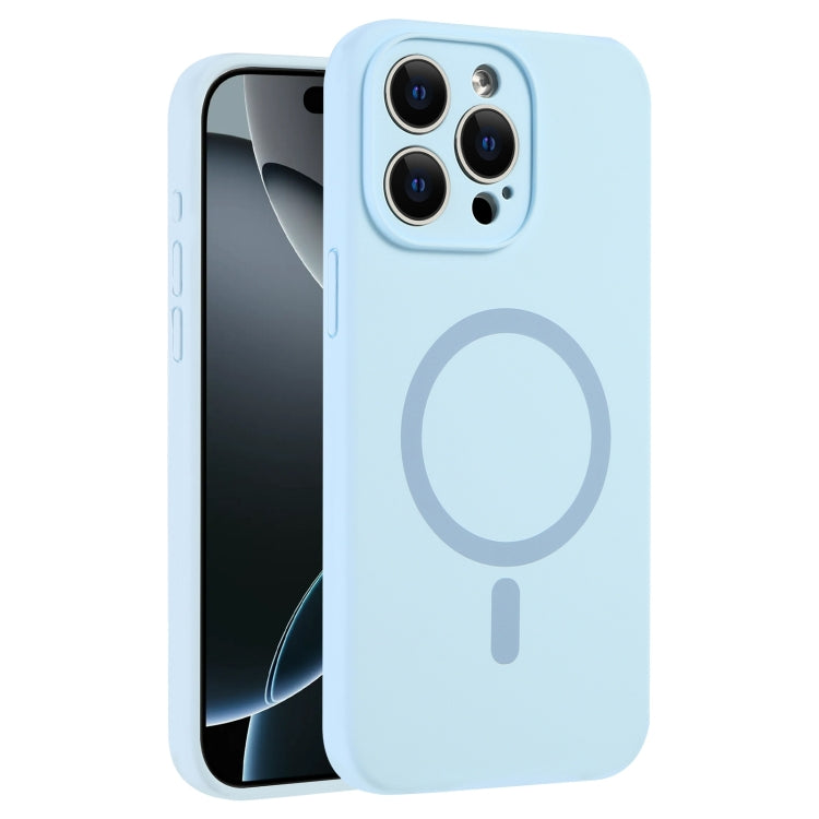 For iPhone 16 Pro Max Fine Hole Pure Color Liquid Silicone MagSafe Phone Case