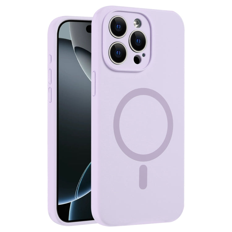 For iPhone 16 Pro Max Fine Hole Pure Color Liquid Silicone MagSafe Phone Case
