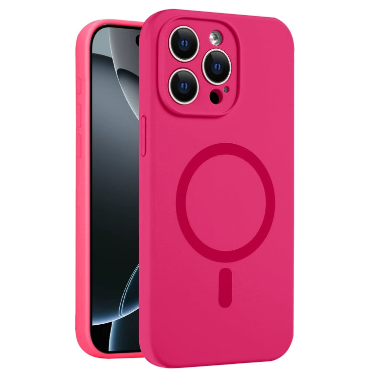 For iPhone 16 Pro Fine Hole Pure Color Liquid Silicone MagSafe Phone Case