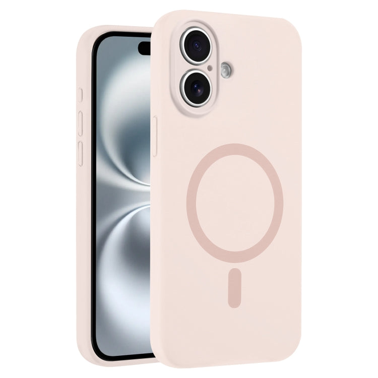 For iPhone 16 Plus Fine Hole Pure Color Liquid Silicone MagSafe Phone Case