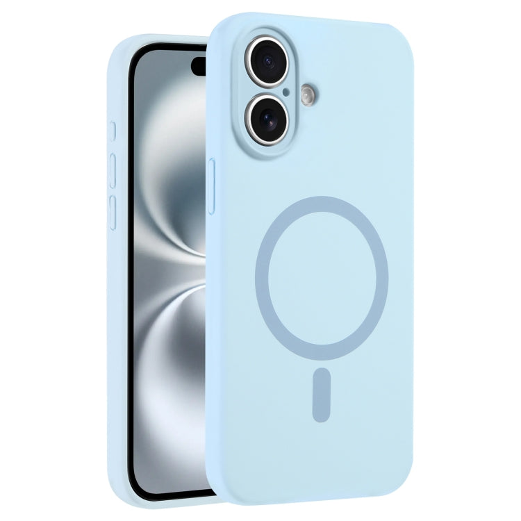 For iPhone 16 Plus Fine Hole Pure Color Liquid Silicone MagSafe Phone Case