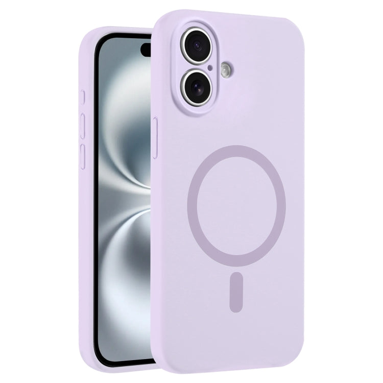 For iPhone 16 Plus Fine Hole Pure Color Liquid Silicone MagSafe Phone Case