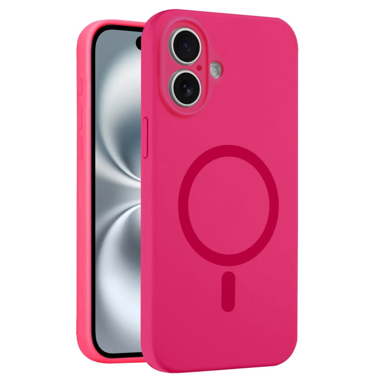 For iPhone 16 Plus Fine Hole Pure Color Liquid Silicone MagSafe Phone Case