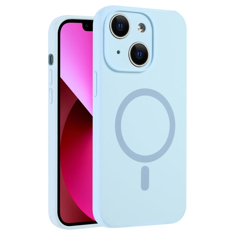 For iPhone 13 Fine Hole Pure Color Liquid Silicone MagSafe Phone Case