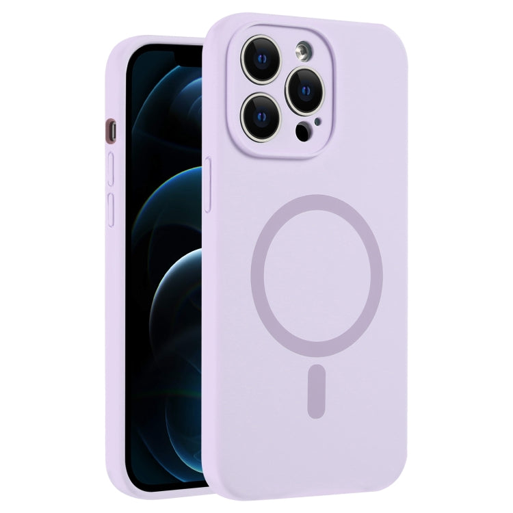 For iPhone 12 Pro Max Fine Hole Pure Color Liquid Silicone MagSafe Phone Case