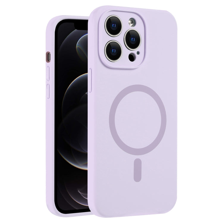 For iPhone 12 Pro Fine Hole Pure Color Liquid Silicone MagSafe Phone Case