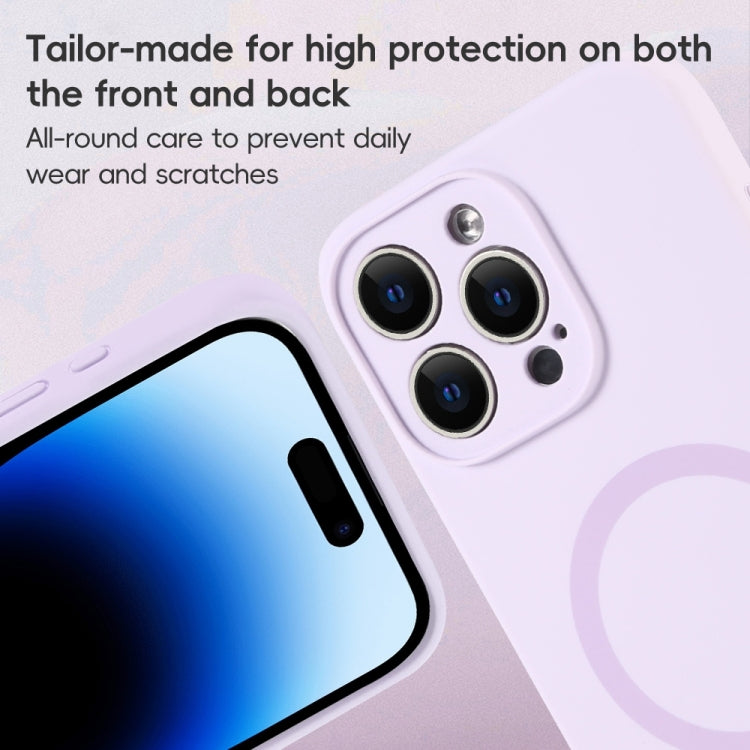 For iPhone 15 Pro Fine Hole Pure Color Liquid Silicone MagSafe Phone Case