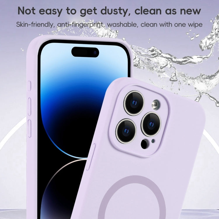 For iPhone 14 Pro Max Fine Hole Pure Color Liquid Silicone MagSafe Phone Case