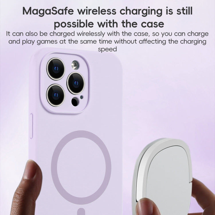 For iPhone 15 Pro Fine Hole Pure Color Liquid Silicone MagSafe Phone Case
