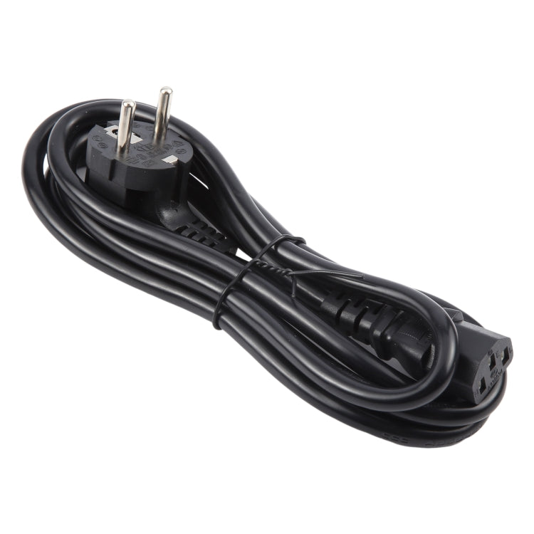 EU Plug Computer PC Power Cord 3 Pin Cable, Length:3m - Black
