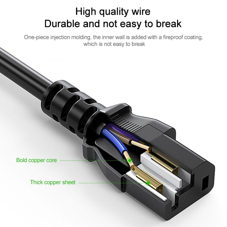 EU Plug Computer PC Power Cord 3 Pin Cable, Length:3m - Black