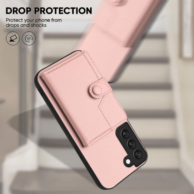 For Samsung Galaxy S21 FE 5G Button Card Bag RFID Anti-theft Phone Case