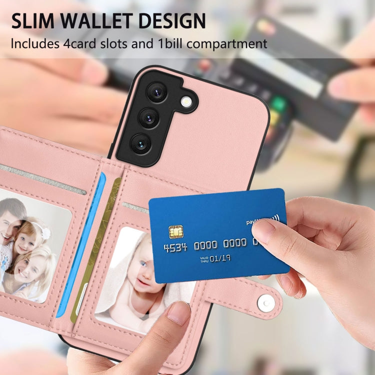For Samsung Galaxy S22 5G Button Card Bag RFID Anti-theft Phone Case