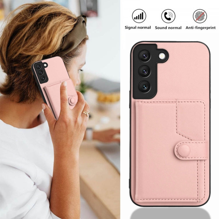 For Samsung Galaxy S22 5G Button Card Bag RFID Anti-theft Phone Case