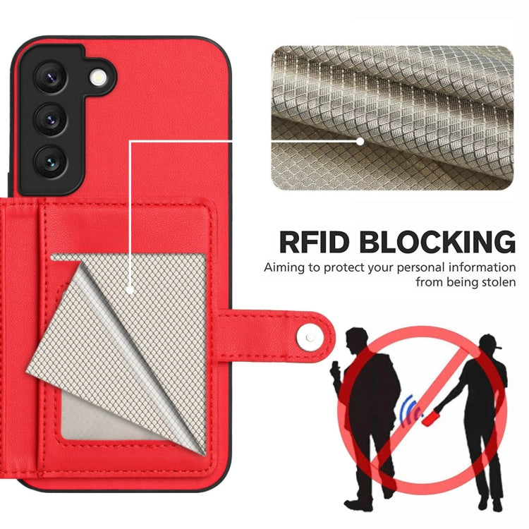 For Samsung Galaxy S22 5G Button Card Bag RFID Anti-theft Phone Case