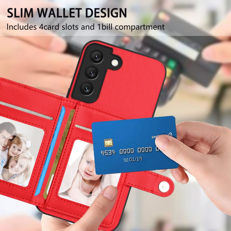 For Samsung Galaxy S22 5G Button Card Bag RFID Anti-theft Phone Case