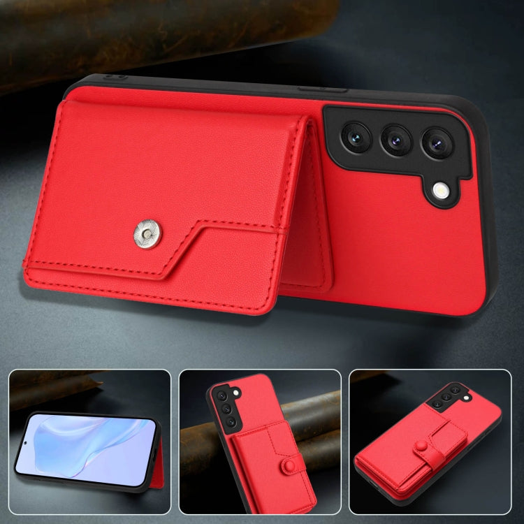 For Samsung Galaxy S22 5G Button Card Bag RFID Anti-theft Phone Case