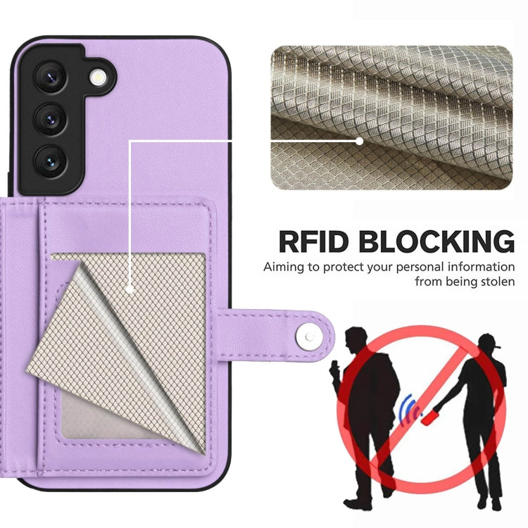 For Samsung Galaxy S22 5G Button Card Bag RFID Anti-theft Phone Case