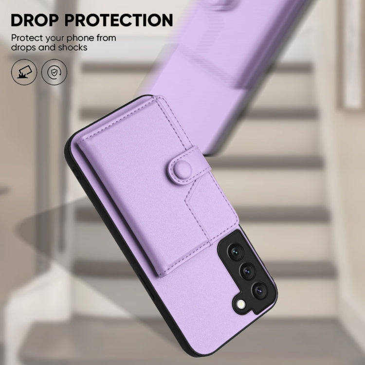 For Samsung Galaxy S22 5G Button Card Bag RFID Anti-theft Phone Case