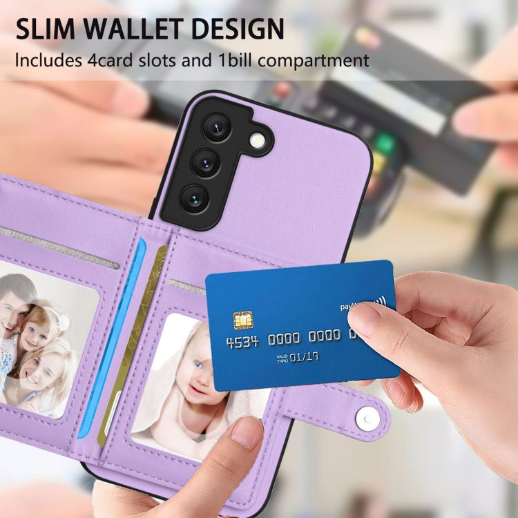 For Samsung Galaxy S22 5G Button Card Bag RFID Anti-theft Phone Case