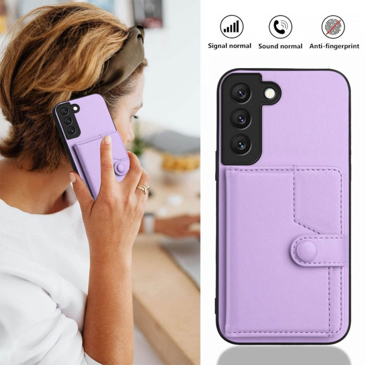 For Samsung Galaxy S22 5G Button Card Bag RFID Anti-theft Phone Case