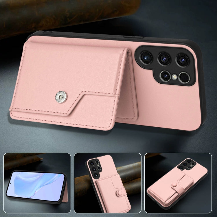 For Samsung Galaxy S22 Ultra 5G Button Card Bag RFID Anti-theft Phone Case