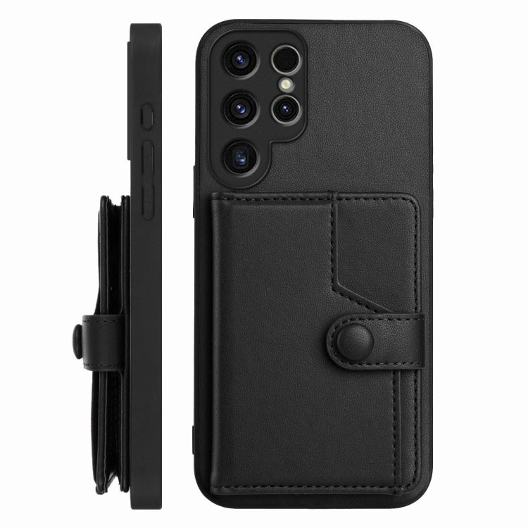 For Samsung Galaxy S22 Ultra 5G Button Card Bag RFID Anti-theft Phone Case