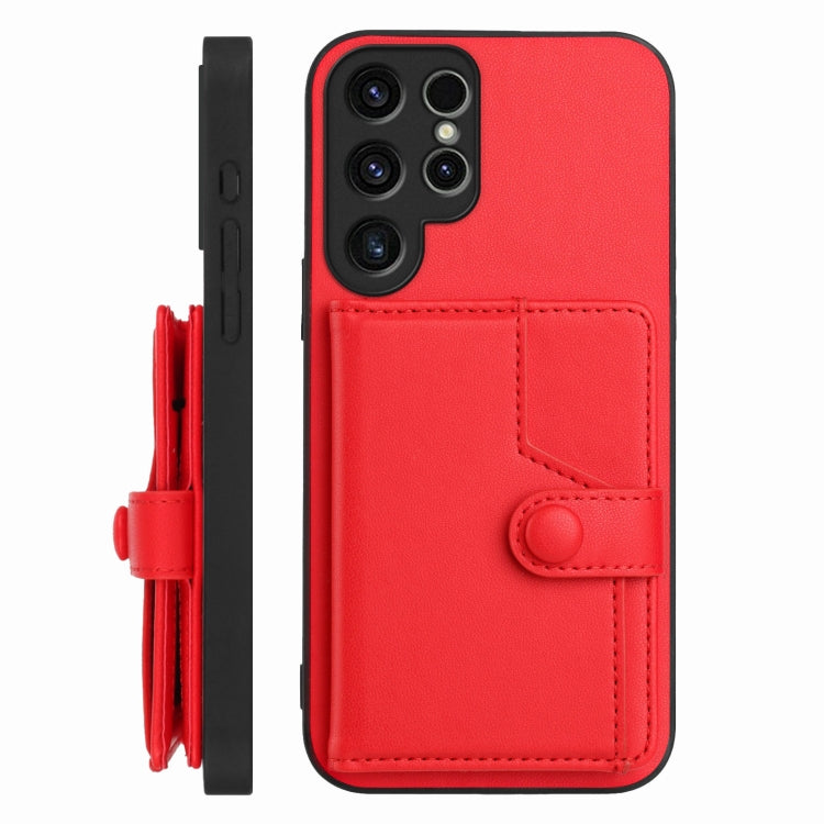 For Samsung Galaxy S22 Ultra 5G Button Card Bag RFID Anti-theft Phone Case